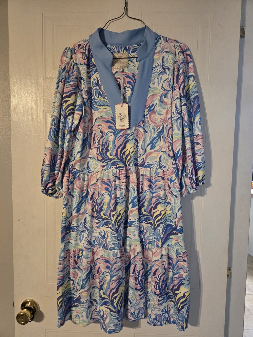 Simply Southern Pastel Swirl Midi Dress in Blue, Pink, Cream, Lilac